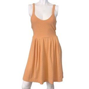 ROLO Anthropologie Postmark Peachy Gold Stretch Cotton Knit Open Back Tank Dress